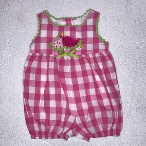 Goodlad pink checked watermelon bubble sunsuit 6m
